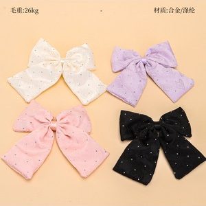 袋装烫钻印花蝴蝶结鸭夹