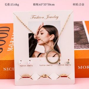 点钻大圈吊坠项链耳钉戒指套装